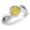 Certified 1.44 Ctw Treated Fancy Yellow Diamond And White Diamond 14k White Gold Halo Ring (I1/I2)