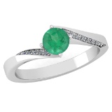 Certified 1.09 Ctw Emerald And Diamond 14k White Gold Halo Ring (SI2/I1)