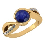 Certified 1.44 Ctw Blue Sapphire And Diamond 14k Yellow Gold Halo Ring (VS/SI1)
