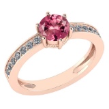 Certified 1.09 Ctw Pink Tourmaline And Diamond Wedding/Engagement Style 14K Rose Gold Halo Ring (VS/