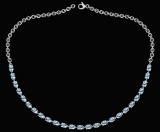 Certified 12.50 Ctw Aquamrine Oval Shape Necklace For womens collection 14K White Gold