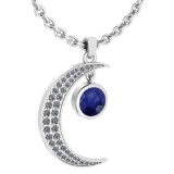Certified 1.76 Ctw Blue Sapphire And Diamond Moon Necklace For womens New Expressions Love collectio