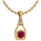 Certified 1.36 Ctw Ruby And Diamond bottle Necklace For womens New Expressions Love collection 14K Y