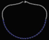 Certified 12.50 Ctw Blue Sapphire Oval Shape Necklace For womens collection 14K White Gold