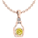 Certified 1.36 Ctw Treated Fancy Yellow Diamond And White Diamond bottle Necklace For womens New Exp