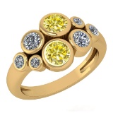 Certified 1.16 Ctw Treated Fancy Blue Diamond And White Diamond 14k Yellow Gold Halo Ring (I1/I2)
