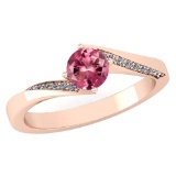Certified 1.09 Ctw Pink Tourmaline And Diamond 14K Rose Gold Halo Ring (VS/SI1)