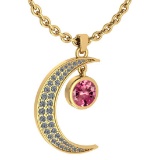 Certified 1.76 Ctw Pink Tourmaline And Diamond Moon Necklace For womens New Expressions Love collect
