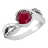 Certified 1.44 Ctw Ruby And Diamond 14k White Gold Halo Ring (SI2/I1)