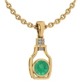 Certified 1.36 Ctw Emerlad And Diamond bottle Necklace For womens New Expressions Love collection 14