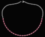 Certified 12.50 Ctw Pink Tourmaline Oval Shape Necklace For womens collection 14K White Gold