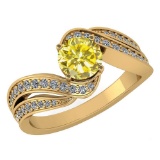 Certified 1.47 Ctw Treated Fancy Yellow Diamond And White Diamond Wedding/Engagement Style 14K Yello