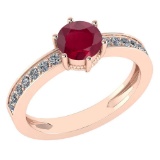 Certified 1.09 Ctw Ruby And Diamond Wedding/Engagement Style 14K Rose Gold Halo Ring (VS/SI1)