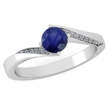 Certified 1.09 Ctw Blue Sapphire And Diamond 14k White Gold Halo Ring (SI2/I1)