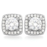 MAGNIFICENT 1 2/3 CTW (50 PCS) FLAWLESS CREATED DIAMOND .925 STERLING SILVER EARRINGS