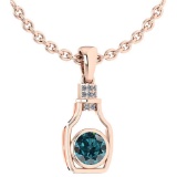 Certified 1.36 Ctw Treated Fancy Blue Diamond And White Diamond bottle Necklace For womens New Expre
