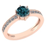 Certified 1.09 Ctw Treated Fancy Blue Diamond And White Diamond Wedding/Engagement Style 14K Rose Go
