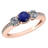 Certified 1.06 Ctw Blue Sapphire And Diamond Wedding/Engagement Style 14k Rose Gold Halo Ring (VS/SI