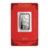 PAMP Suisse Silver Bar 10 Gram - 2012 Dragon Design