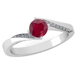 Certified 1.09 Ctw Ruby And Diamond 14k White Gold Halo Ring (SI2/I1)