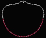 Certified 12.50 Ctw Ruby Oval Shape Necklace For womens collection 14K White Gold