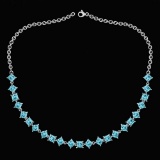 Certified 28.75 Ctw Aquamarine Square Shape Necklace For womens 21st Century New collection 14K Whit