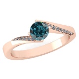 Certified 1.09 Ctw Treated Blue Yellow Diamond And White Diamond 14K Rose Gold Halo Ring (SI2/I1)
