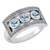 Certified 0.72 Ctw Aquamarine And Diamond Wedding/Engagement Style 14k White Gold Halo Ring (VS/SI1)