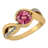 Certified 1.44 Ctw Pink Tourmaline And Diamond 14k Yellow Gold Halo Ring (VS/SI1)