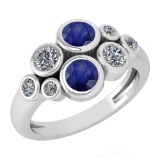 Certified 1.16 Ctw Blue Sapphire And Diamond 14k White Gold Halo Ring (VS/SI1)