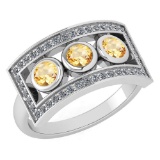 Certified 0.72 Ctw Citrine And Diamond Wedding/Engagement Style 14K White Gold Halo Ring (VS/SI1)