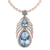 Certified 7.50 Ctw Blue Topaz And Diamond Pear shape For womens 14K Rose Gold (VS/SI1)