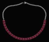 Certified 18.75 Ctw Garnet Princess Shape Necklace For womens 21st Century New collection 14K White