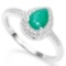 .925 STERLING SILVER 0.87 CTW ENHANCED GENUINE EMERALD & DIAMOND COCKTAIL RING