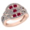 Certified 1.61 Ctw Ruby And Diamond Wedding/Engagement Style 14K Rose Gold Halo Ring (VS/SI1)