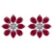 4.12 CTW RUBY AND DIAMOND 14k GOLD WHITE STUD EARRINGS