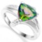 .925 STERLING SILVER 1.78 CTW GREEN MYSTIC GEMSTONE & DIAMOND COCKTAIL RING