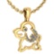 Certified 0.30 Ctw Diamond Chinese Century Year Of Dog Charms Necklace 18K Yellow Gold (VS/SI1)