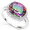.925 STERLING SILVER 4.33 CTW MYSTIC GEMSTONE & DIAMOND COCKTAIL RING