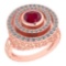 Certified 0.87 Ctw Ruby And Diamond Wedding/Engagement 14K Rose Gold Halo Ring (VS/SI1)