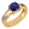 Certified 1.14 Ctw Blue Sapphire And Diamond 14K Yellow Gold Halo Ring (VS/SI1)