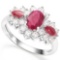 .925 STERLING SILVER 0.98 CTW RUBY & DIAMOND COCKTAIL RING