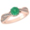 Certified 1.05 Ctw Emerald And Diamond 14K Rose Gold Halo Ring (VS/SI1)