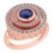Certified 0.87 Ctw Blue Sapphire And Diamond Wedding/Engagement 14K Rose Gold Halo Ring (VS/SI1)