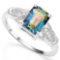 .925 STERLING SILVER 1.37 CTW GREEN MYSTIC GEMSTONE & DIAMOND COCKTAIL RING
