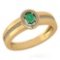 Certified 0.35 Ctw Emerald And Diamond 14K Yellow Gold Promise Ring (VS/SI1)