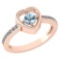 Certified 0.33 Ctw Aquamarine And Diamond 14K Rose Gold Ring (VS/SI1)