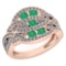Certified 1.61 Ctw Emerald And Diamond Wedding/Engagement Style 14K Rose Gold Halo Ring (VS/SI1)
