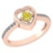Certified 0.33 Ctw Treated Fancy Yellow Diamond 14K Rose Gold Ring (I1/I2)