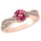 Certified 1.05 Ctw Pink Tourmaline And Diamond 14K Rose Gold Halo Ring (VS/SI1)